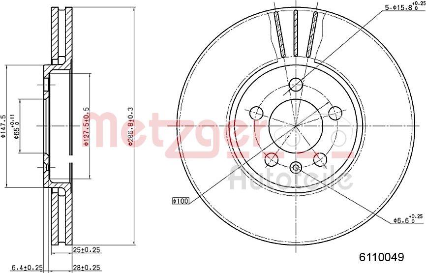 Metzger 6110049 - Тормозной диск unicars.by