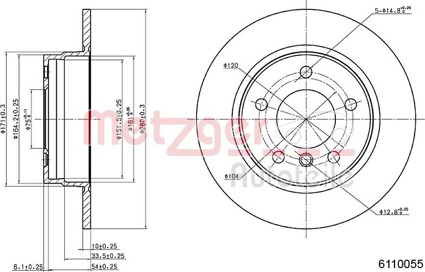 Metzger 6110055 - Тормозной диск unicars.by