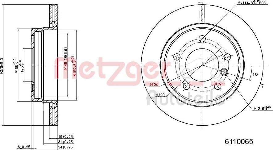 Metzger 6110065 - Тормозной диск unicars.by