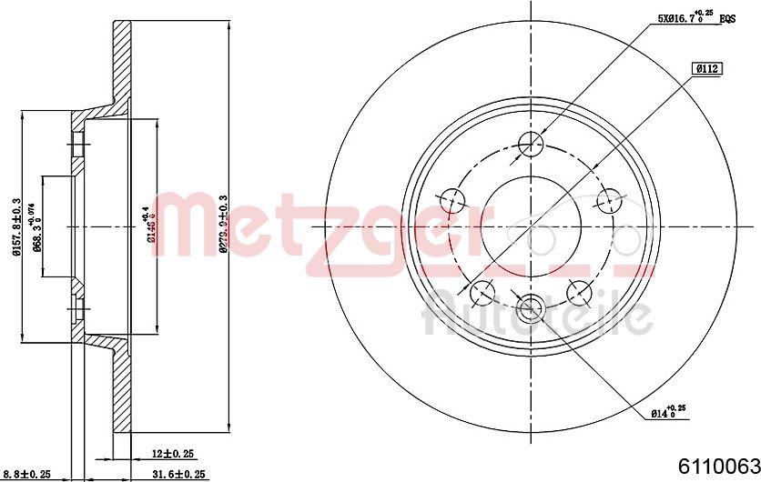 Metzger 6110063 - Тормозной диск unicars.by