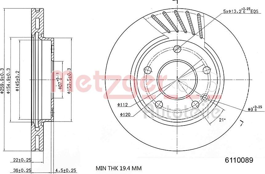 Metzger 6110089 - Тормозной диск unicars.by