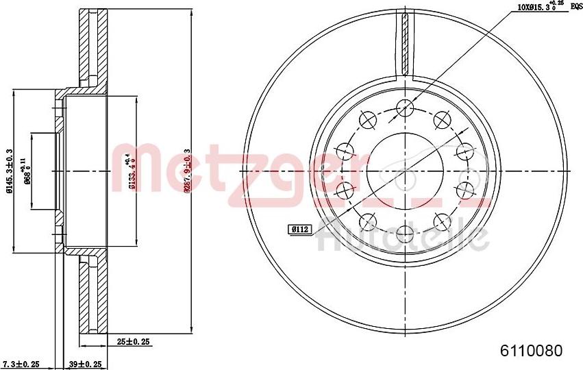 Metzger 6110080 - Тормозной диск unicars.by