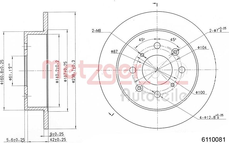 Metzger 6110081 - Тормозной диск unicars.by