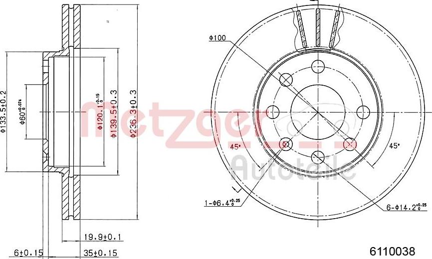 Metzger 6110038 - Тормозной диск unicars.by