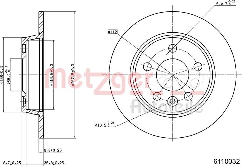 Metzger 6110032 - Тормозной диск unicars.by