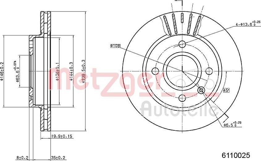 Metzger 6110025 - Тормозной диск unicars.by