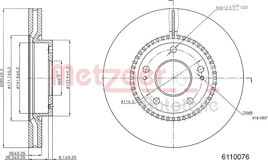 Metzger 6110076 - Тормозной диск unicars.by