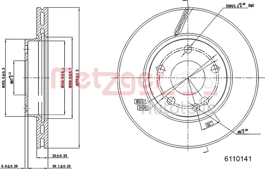 Metzger 6110141 - Тормозной диск unicars.by