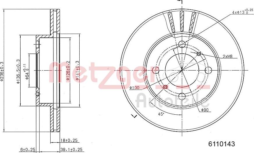 Metzger 6110143 - Тормозной диск unicars.by