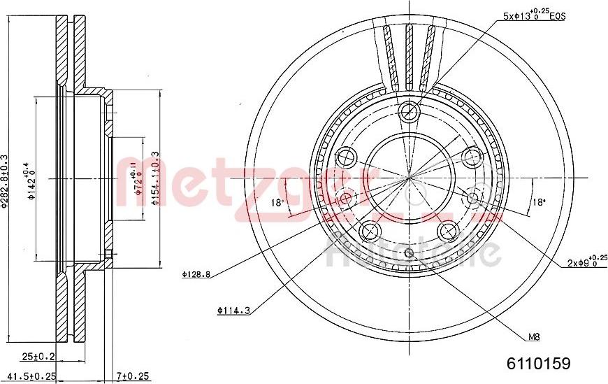 Metzger 6110159 - Тормозной диск unicars.by