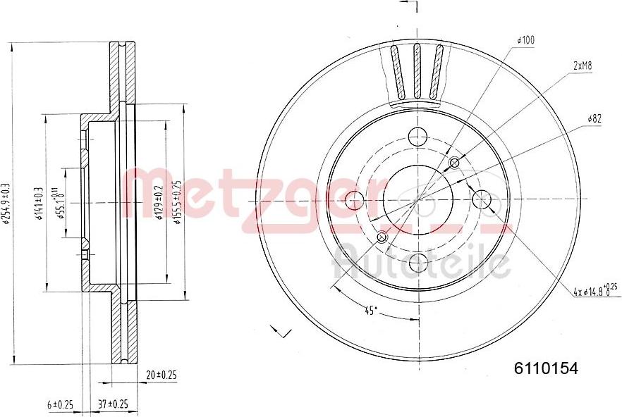 Metzger 6110154 - Тормозной диск unicars.by