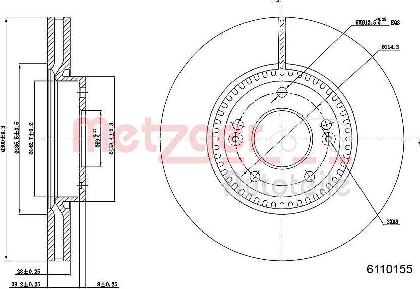 Metzger 6110155 - Тормозной диск unicars.by