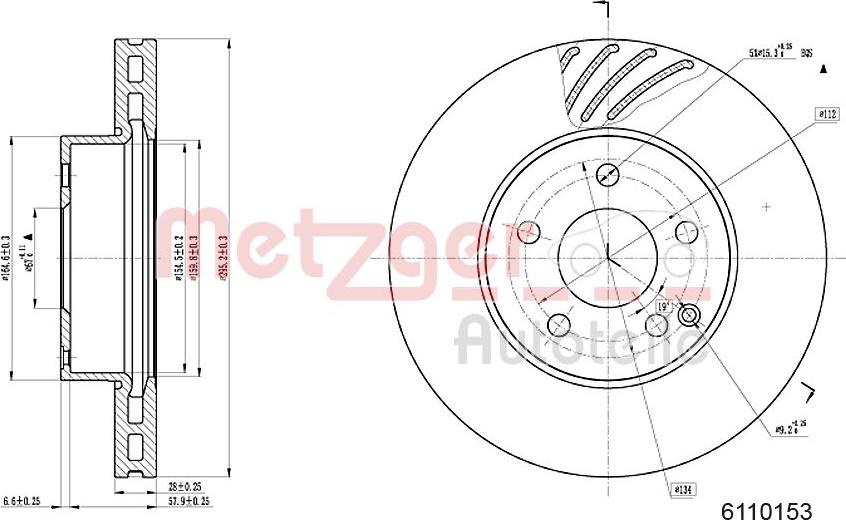 Metzger 6110153 - Тормозной диск unicars.by