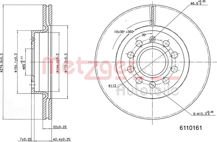 Metzger 6110161 - Тормозной диск unicars.by