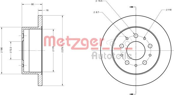 Metzger 6110163 - Тормозной диск unicars.by