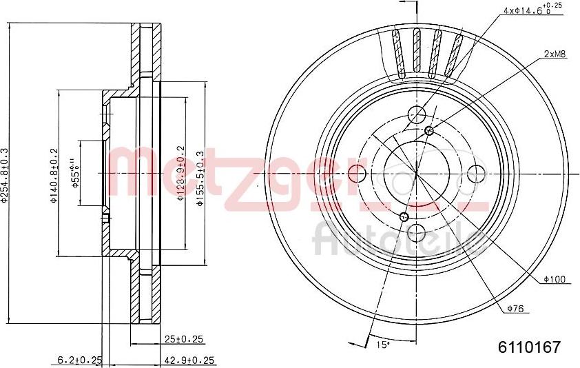 Metzger 6110167 - Тормозной диск unicars.by