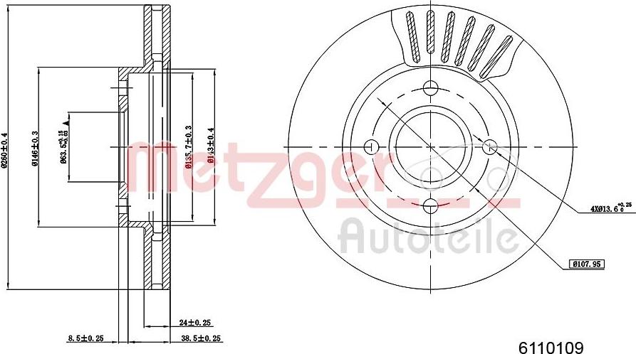 Metzger 6110109 - Тормозной диск unicars.by