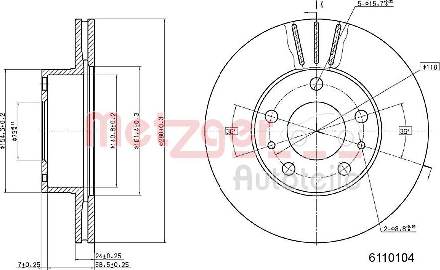 Metzger 6110104 - Тормозной диск unicars.by