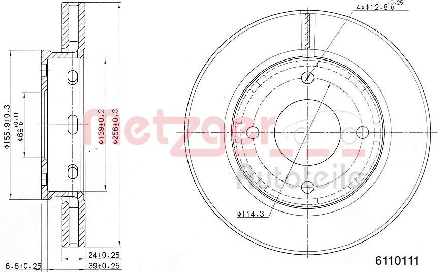 Metzger 6110111 - Тормозной диск unicars.by