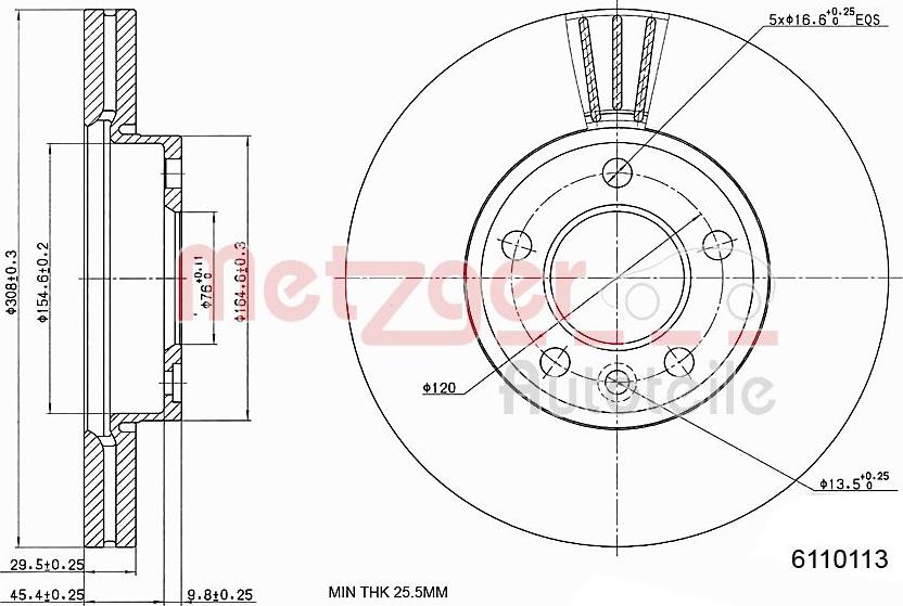 Metzger 6110113 - Тормозной диск unicars.by