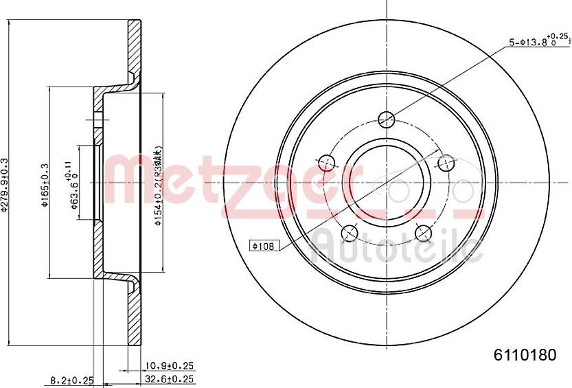 Metzger 6110180 - Тормозной диск unicars.by