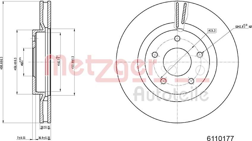 Metzger 6110177 - Тормозной диск unicars.by