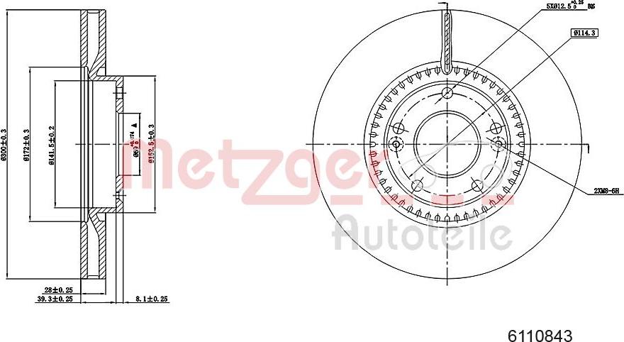 Metzger 6110843 - Тормозной диск unicars.by