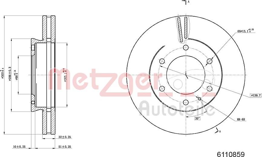 Metzger 6110859 - Тормозной диск unicars.by