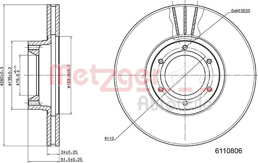 Metzger 6110806 - Тормозной диск unicars.by