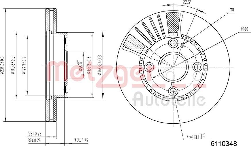 Metzger 6110348 - Тормозной диск unicars.by