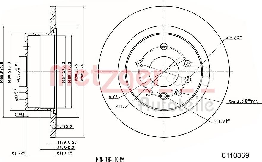 Metzger 6110369 - Тормозной диск unicars.by