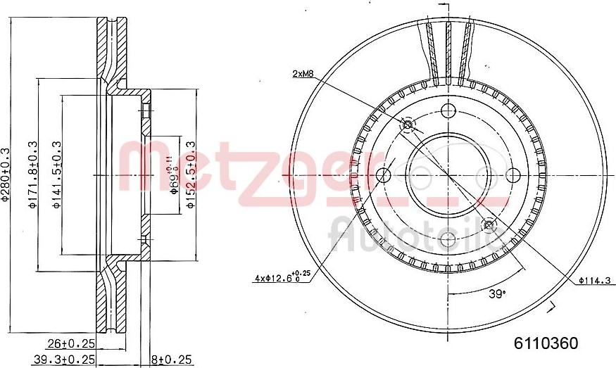 Metzger 6110360 - Тормозной диск unicars.by