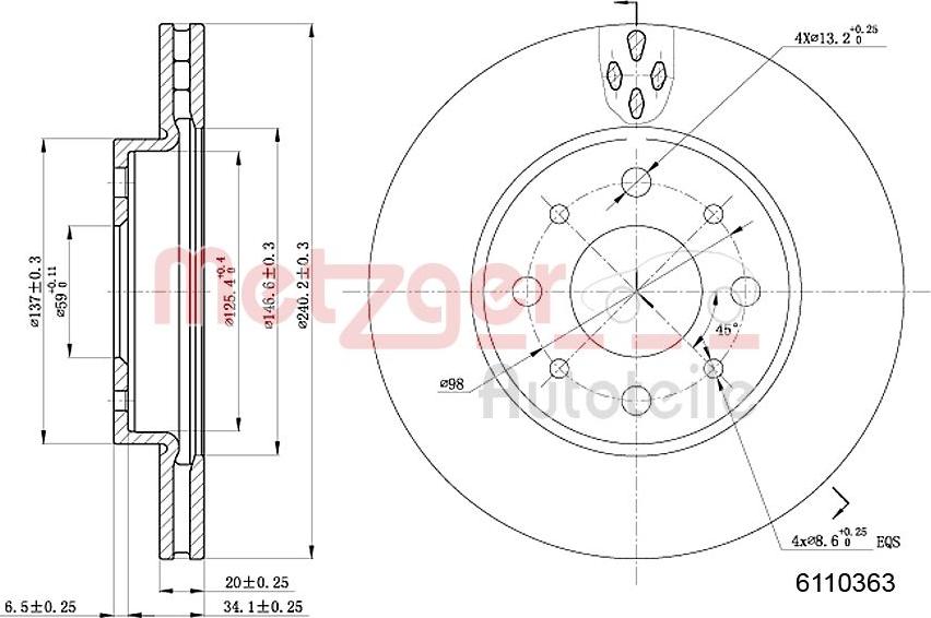 Metzger 6110363 - Тормозной диск unicars.by