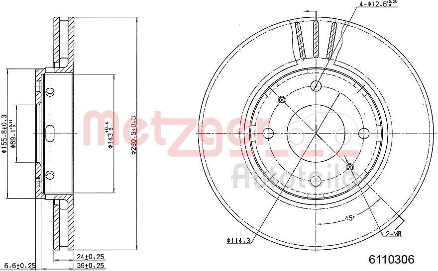 Metzger 6110306 - Тормозной диск unicars.by