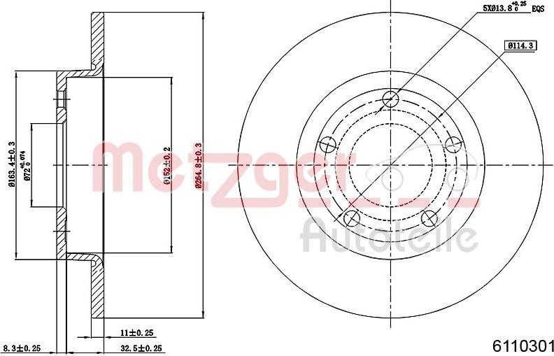 Metzger 6110301 - Тормозной диск unicars.by