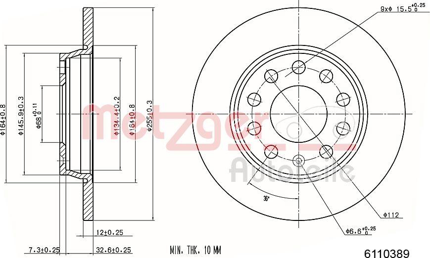 Metzger 6110389 - Тормозной диск unicars.by