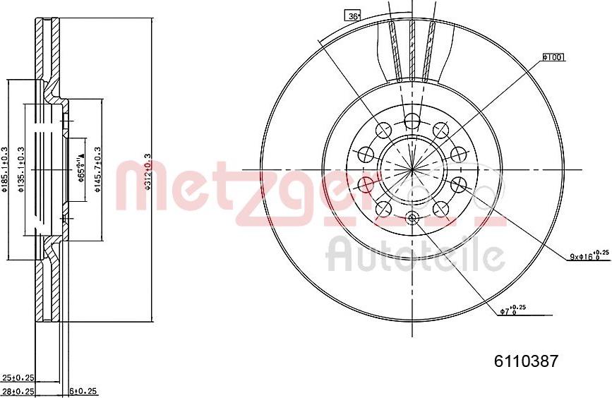 Metzger 6110387 - Тормозной диск unicars.by