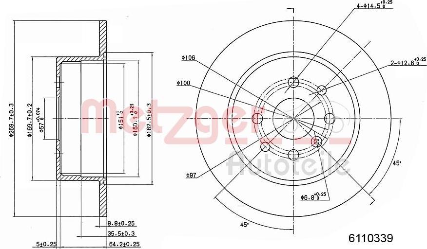 Metzger 6110339 - Тормозной диск unicars.by