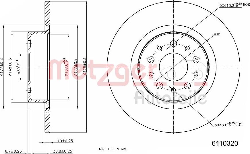 Metzger 6110320 - Тормозной диск unicars.by