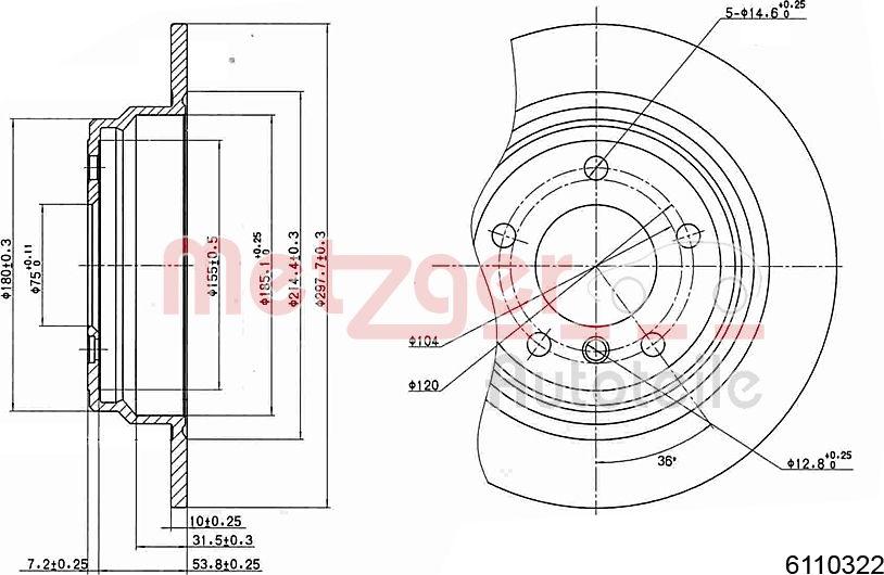 Metzger 6110322 - Тормозной диск unicars.by