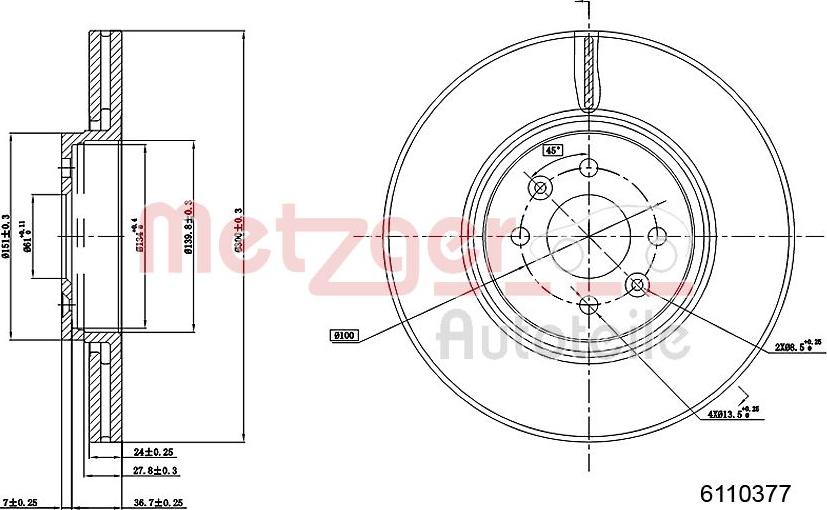 Metzger 6110377 - Тормозной диск unicars.by