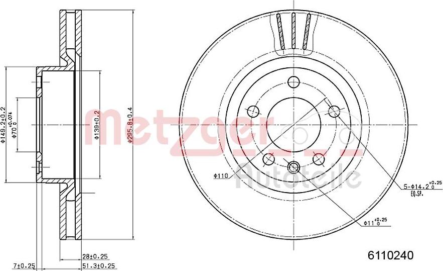 Metzger 6110240 - Тормозной диск unicars.by