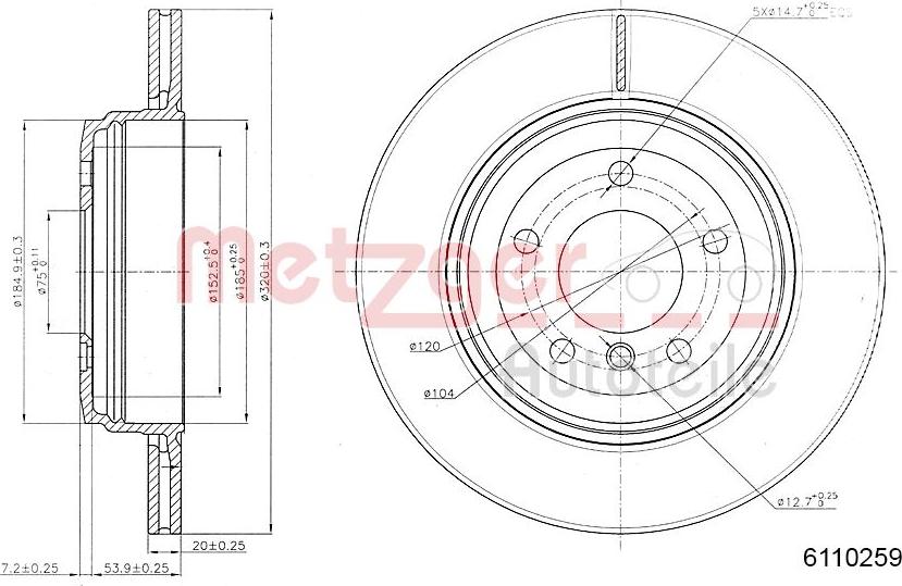 Metzger 6110259 - Тормозной диск unicars.by