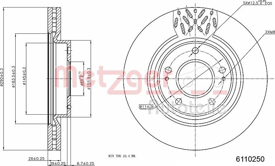 Metzger 6110250 - Тормозной диск unicars.by