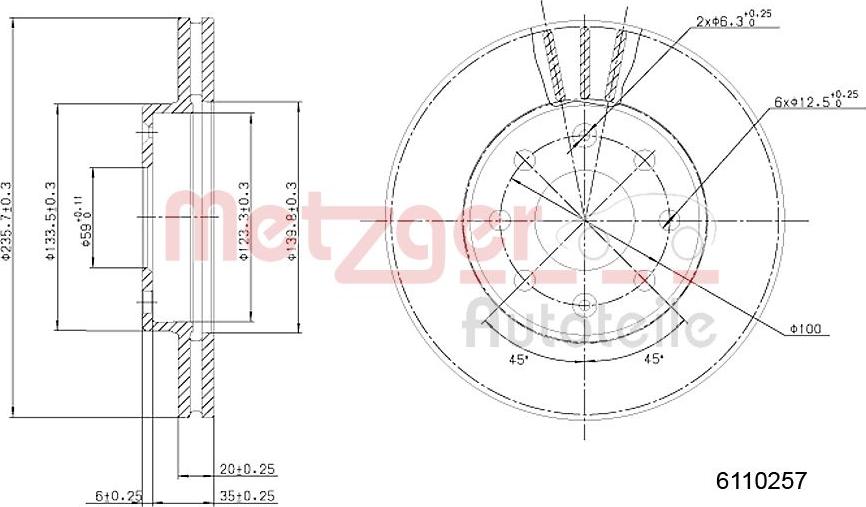 Metzger 6110257 - Тормозной диск unicars.by