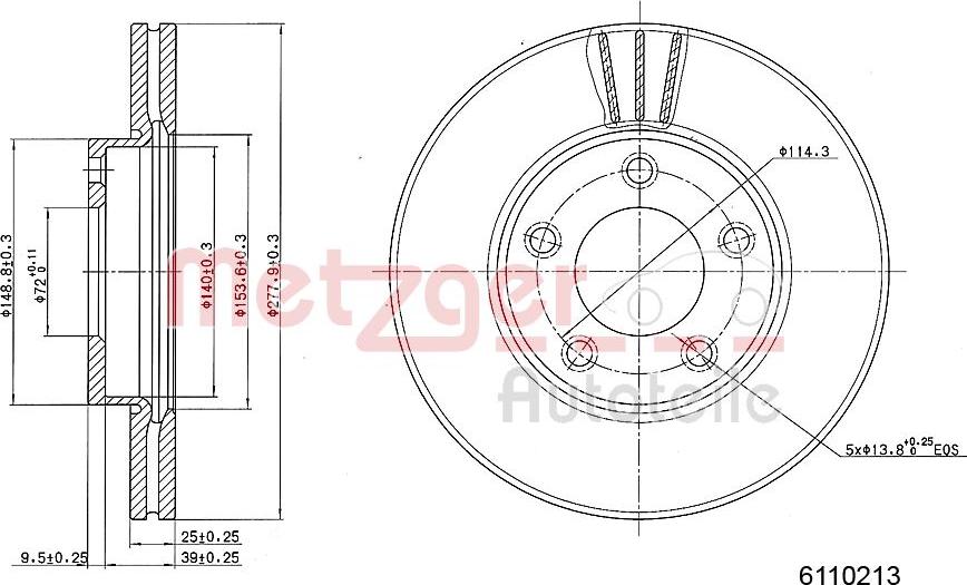 Metzger 6110213 - Тормозной диск unicars.by