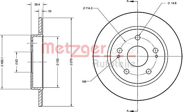 Metzger 6110234 - Тормозной диск unicars.by