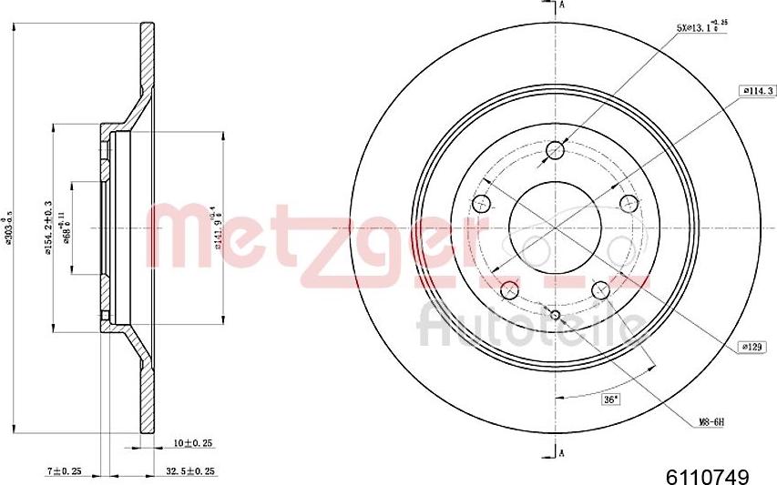 Metzger 6110749 - Тормозной диск unicars.by