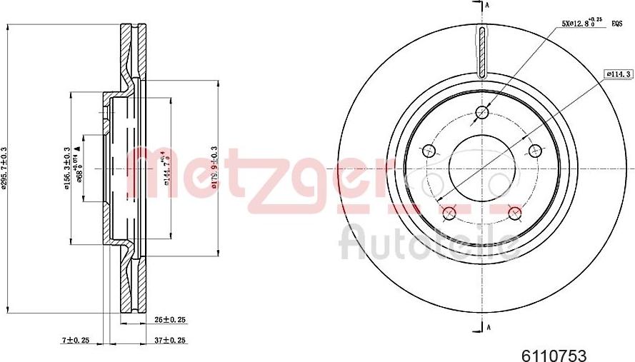 Metzger 6110753 - Тормозной диск unicars.by