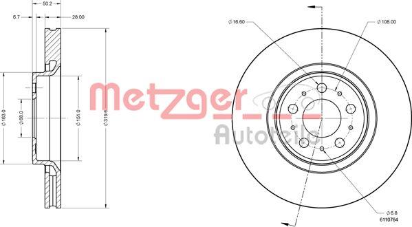 Metzger 6110764 - Тормозной диск unicars.by